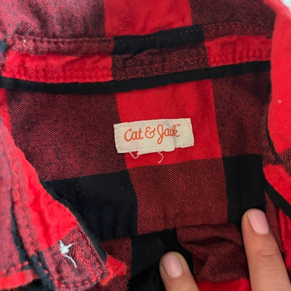 Cat & Jack kids buffalo check red and black button down shirt - Picture 2 of 4